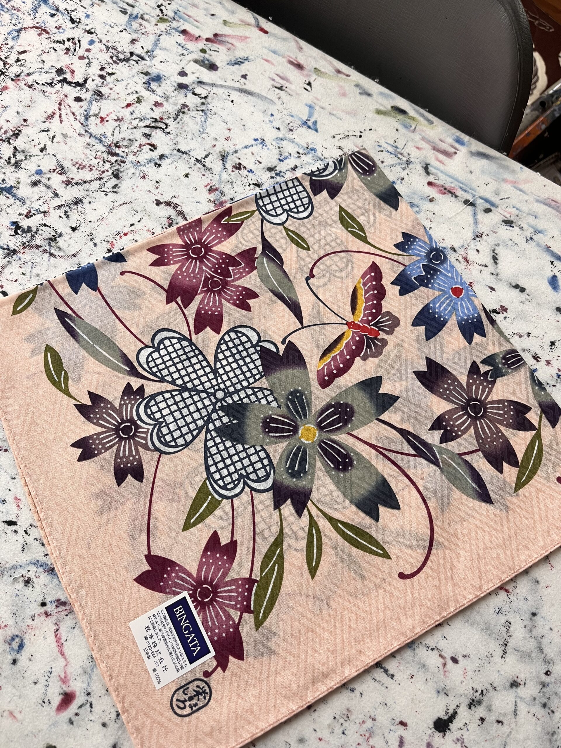 付下げ 刺繍 紅葉に松葉 花模様 叩き染 利休色 しつけ糸 K-5273 中古）名古屋帯 銀 カジュアル 松葉仕立て 織り 刺繍 紅葉 流水 絹